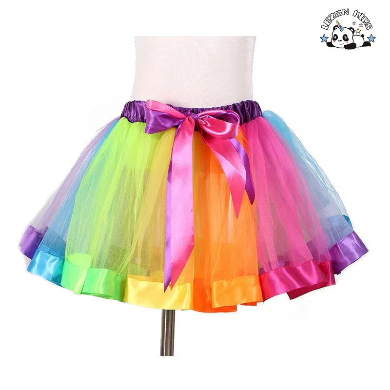 LEZONKIDS - Customizable New Fahion Multi-color Puffy Cute Bow Tulle Girls Tutu Skirt For2-14 Years Old
